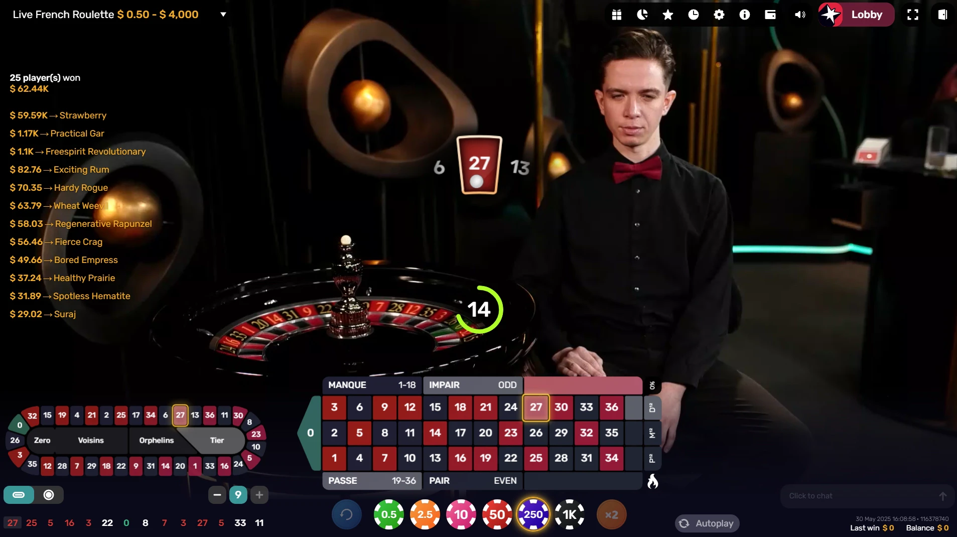 Live French Roulette