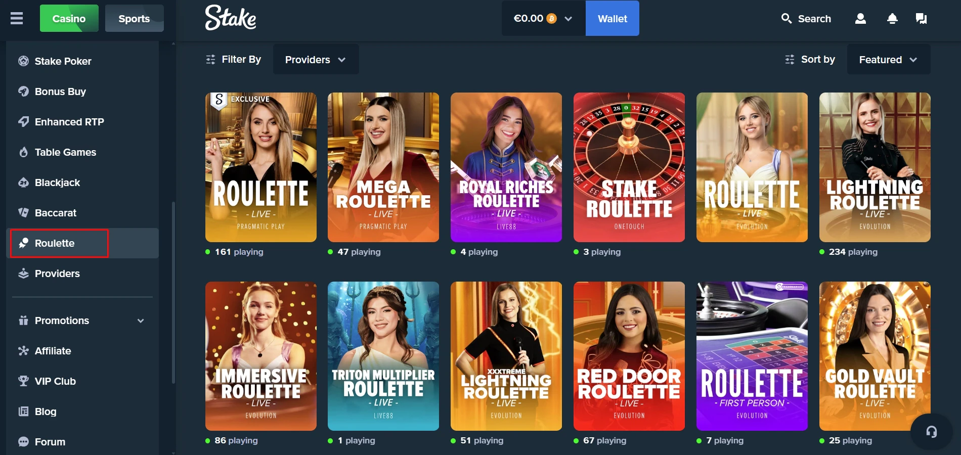 Stake Casino Live Roulette Games