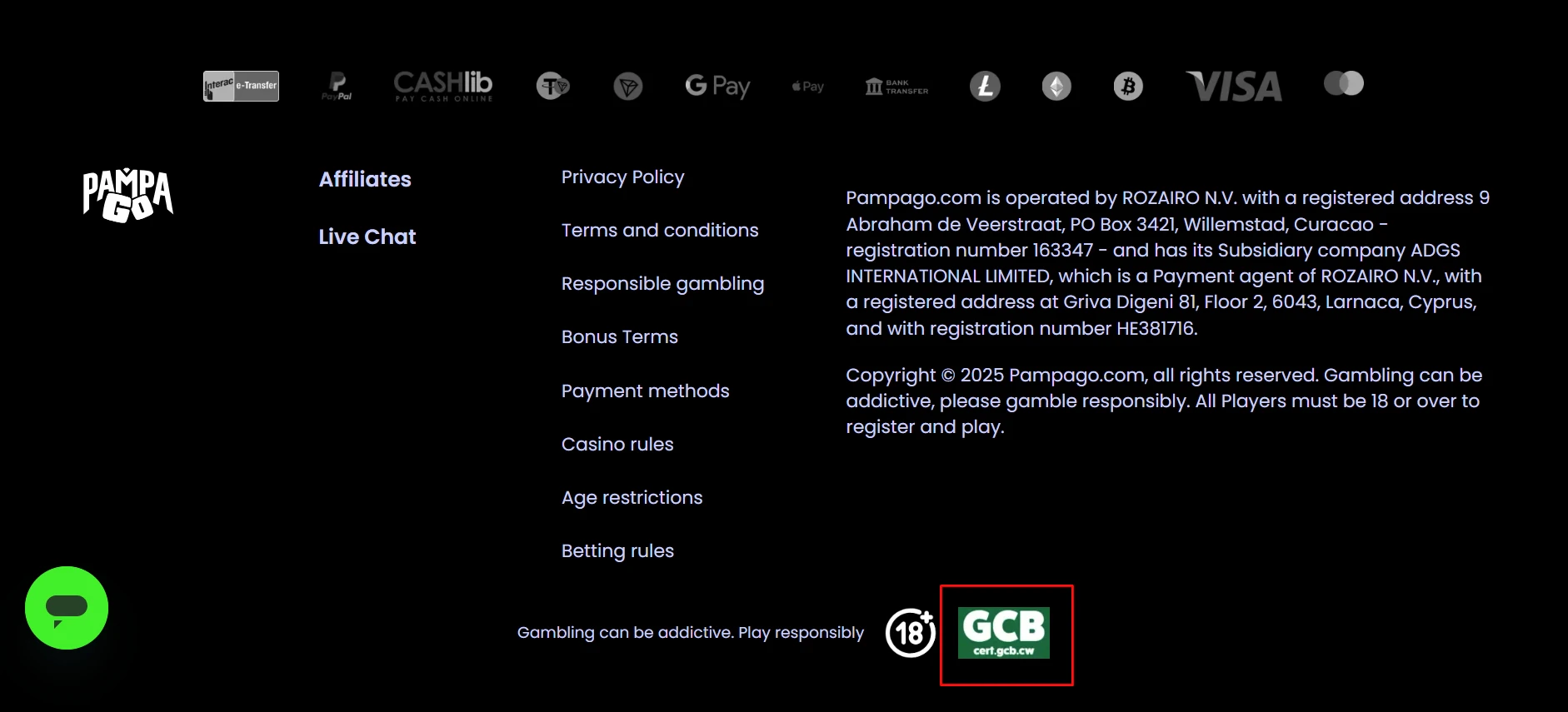 PampaGo Curacao Gaming License