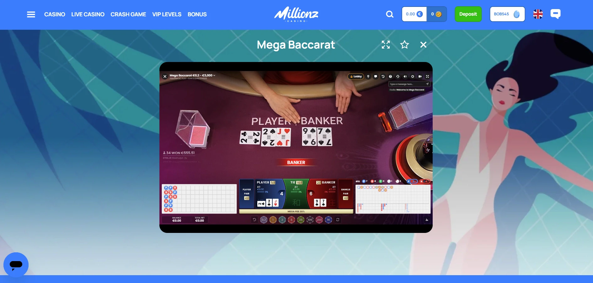 Millionz Casino Mega Baccarat