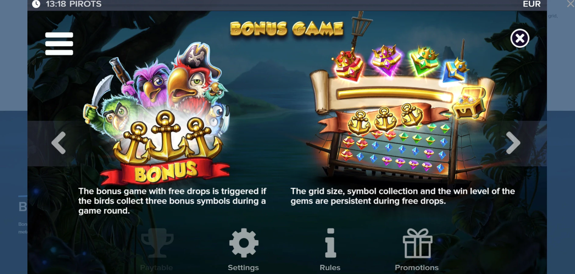 Pirots Bonus Game