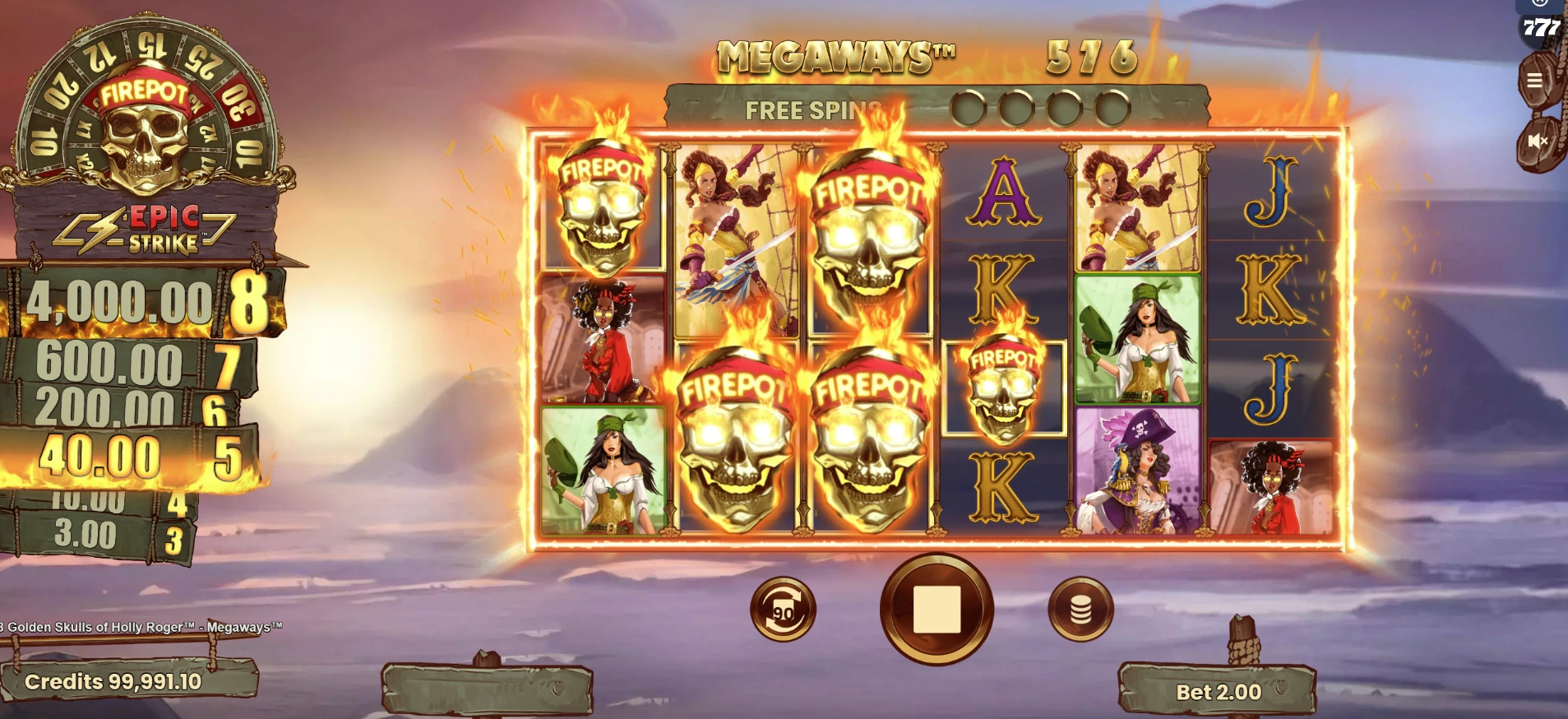 8 Golden Skulls of Holly Roger Firepot