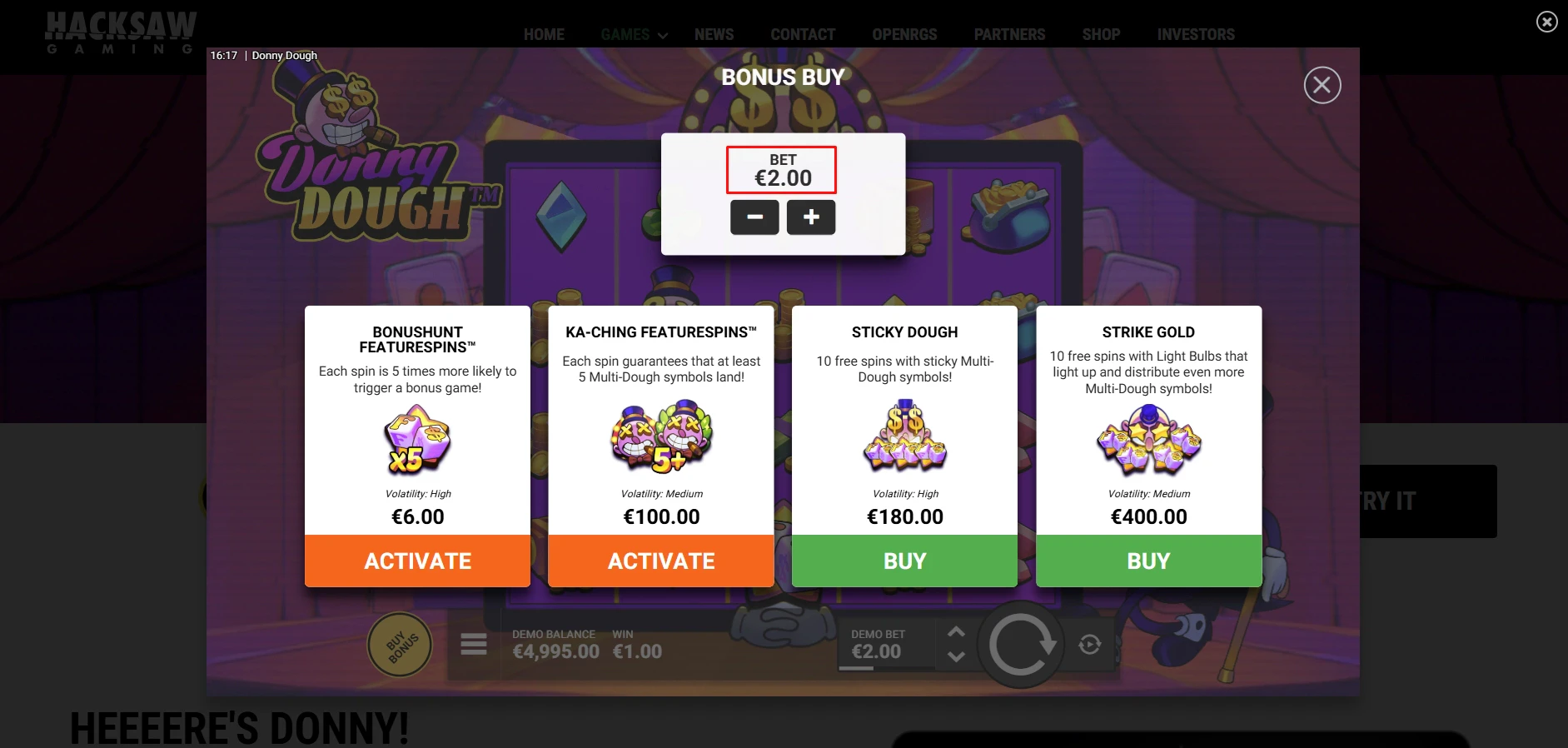 Donny Dough Bonus Buy