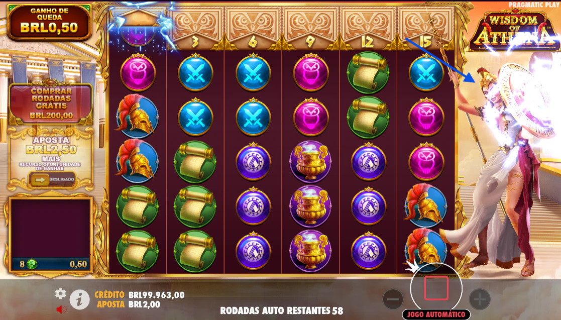 Athena expandindo a grade com seu cajado