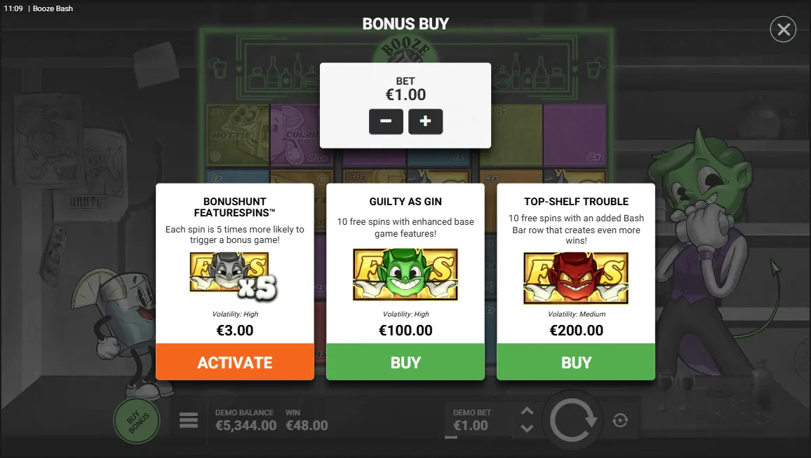 bonus buy dans booze bash