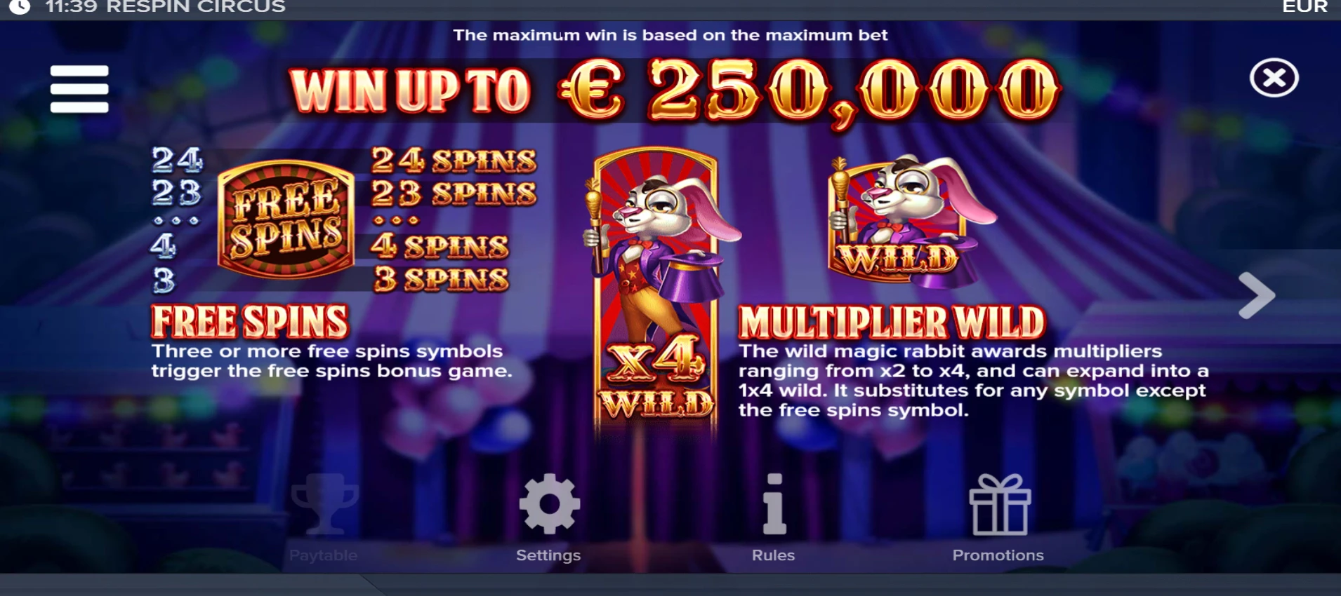 Respin Circus Max Win