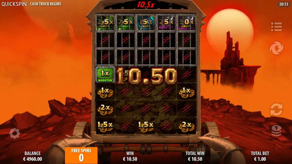 fin du bonus game de cash truck begins