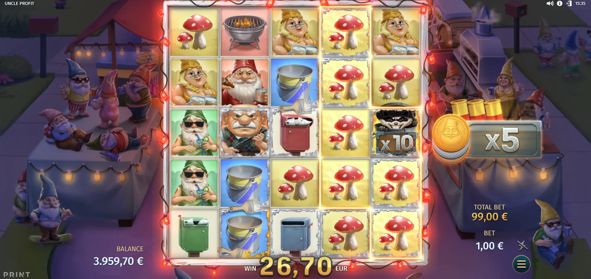 multiples mécaniques en partie bonus sur uncle profit