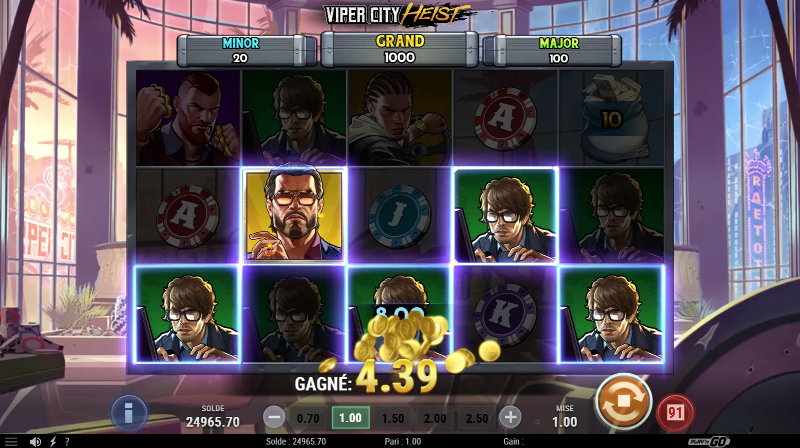 un gain pendant le jeu de base