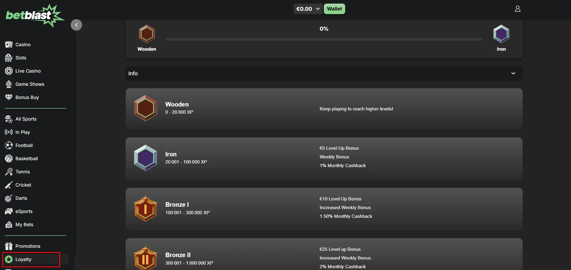 Betblast Casino VIP Program