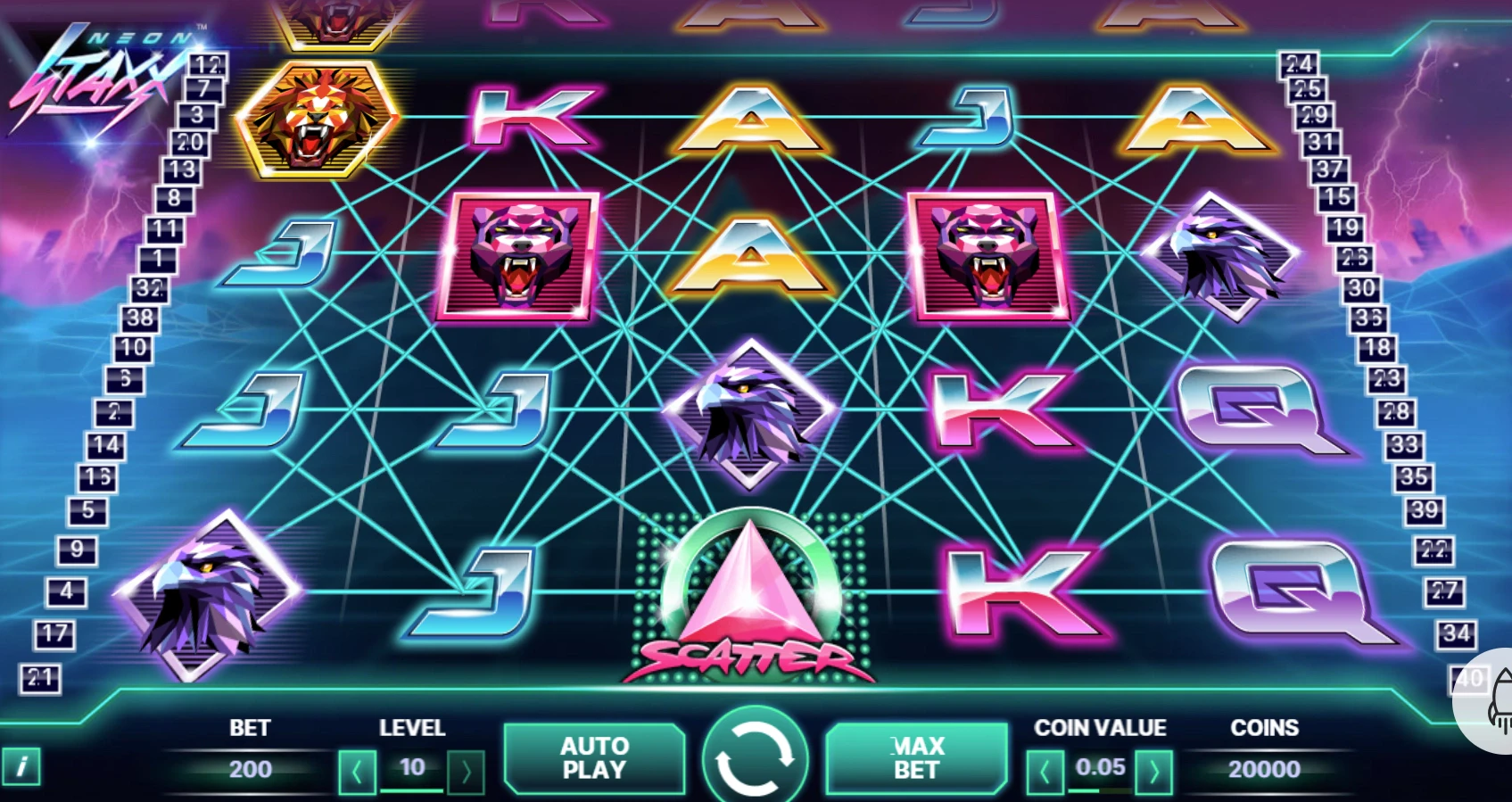 Neon Staxx Paylines