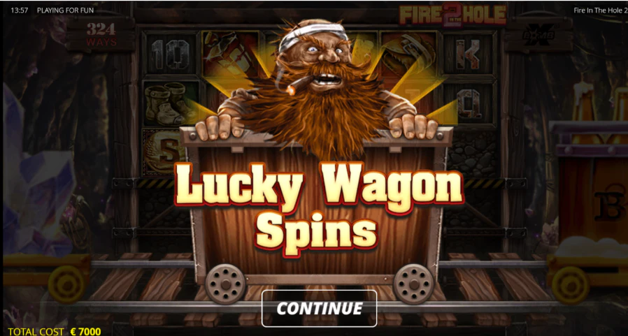 Ao combinar três símbolos de Lucky Wagon, você irá acionar as rodadas grátis.