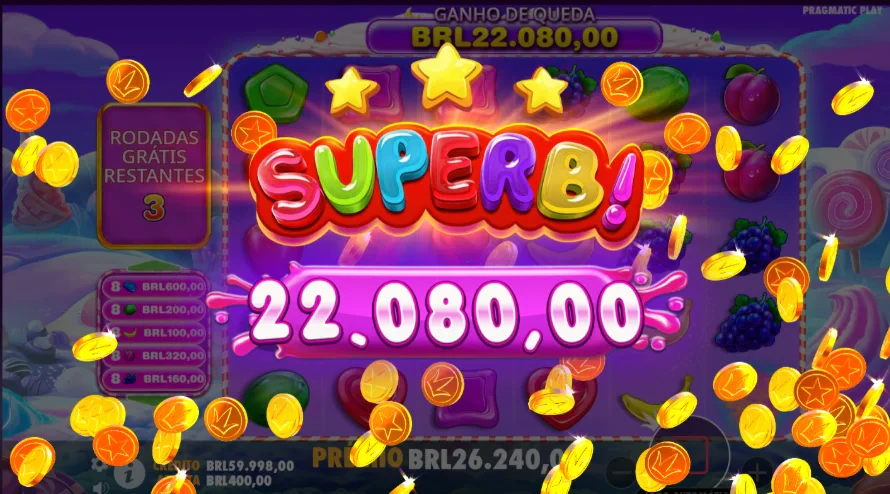 Ao finalizar as rodadas grátis, essa será a tela onde os prêmios serão calculados.