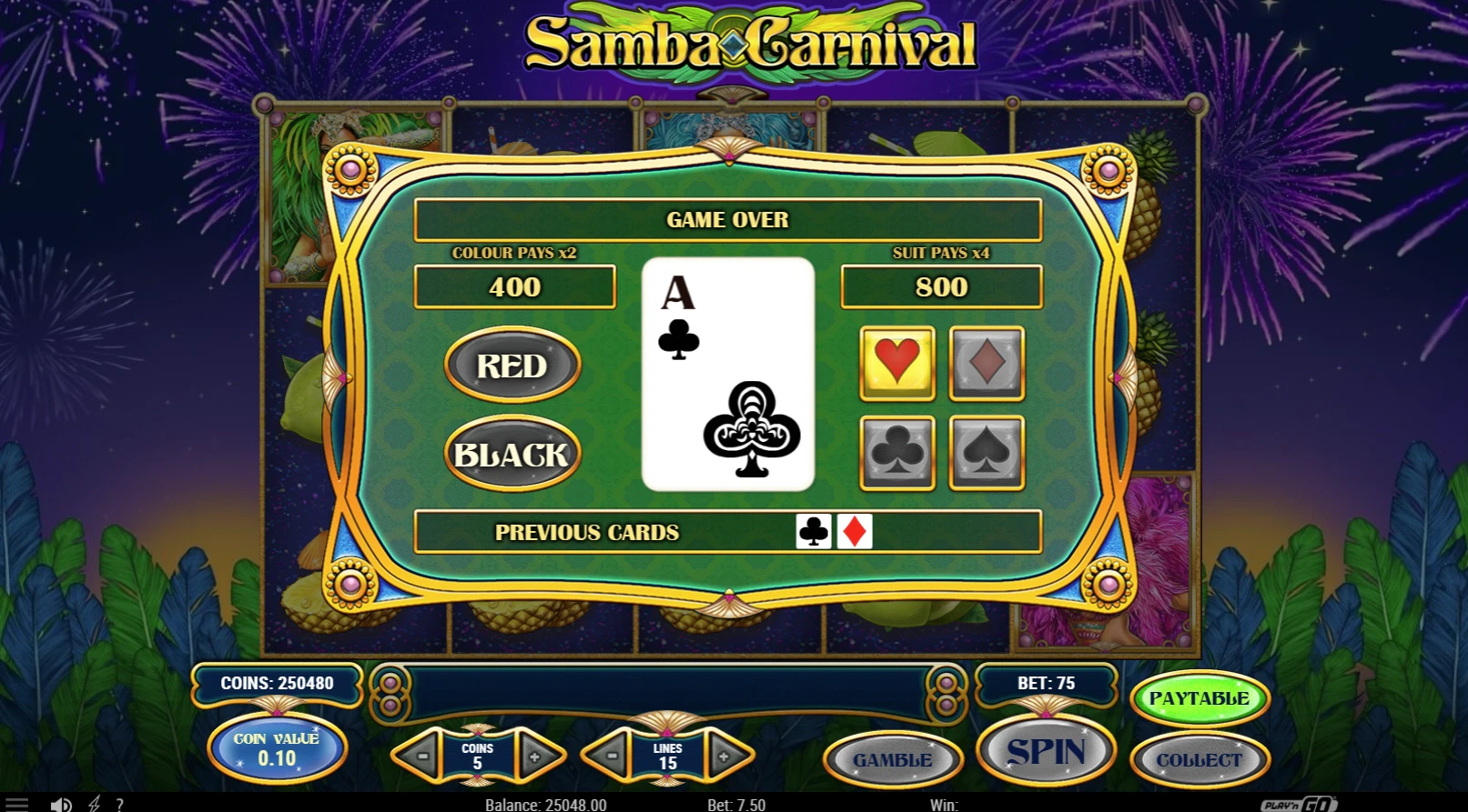 Samba Carnival Bonus Feature