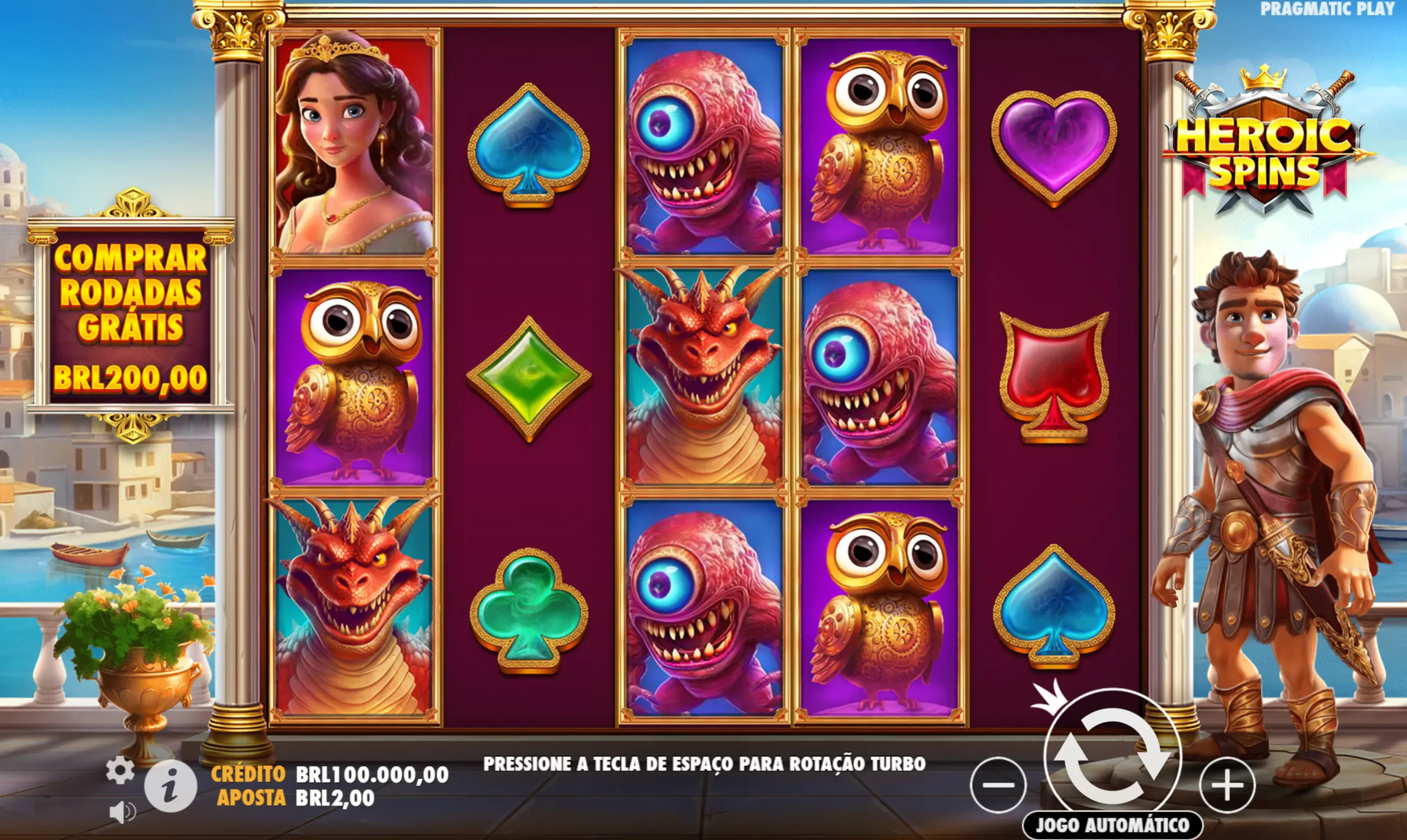 Mostra as grades e organização do slot