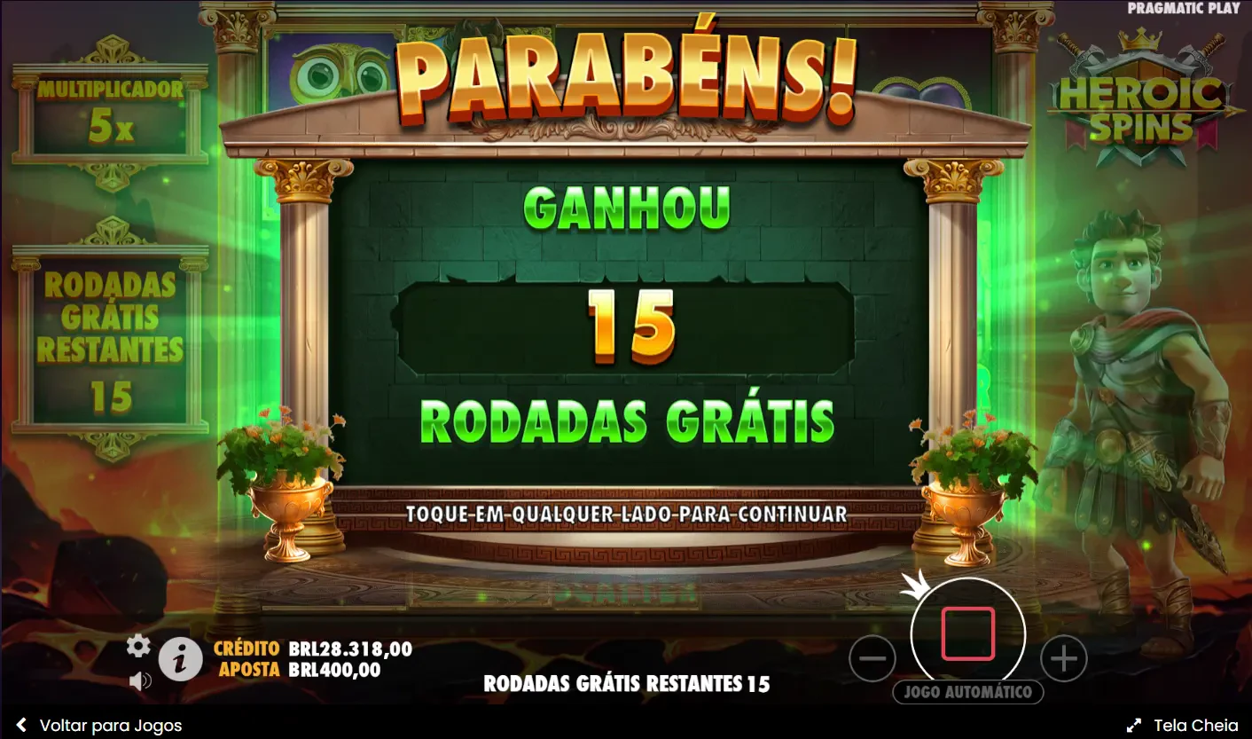 A quantidade de rodadas grátis que você ganhou na roda da fortuna