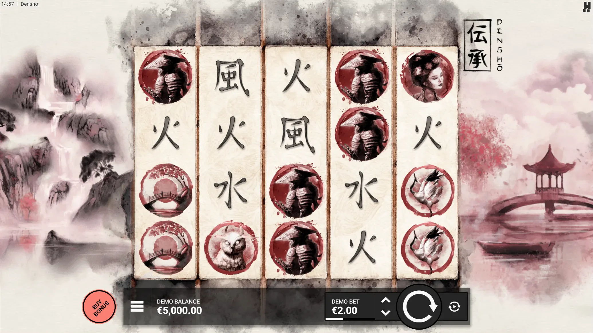 Você pode conferir a organização inicial do jogo e o visual baseado na cultura japonesa.