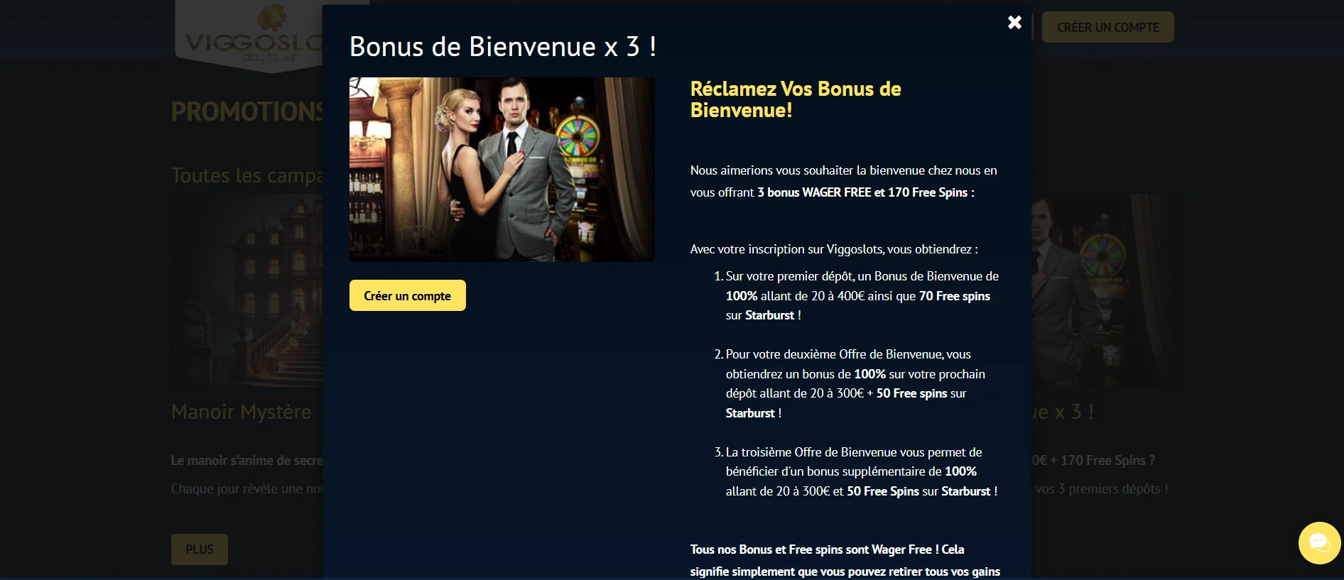 Le bonus de bienvenue de Viggoslots
