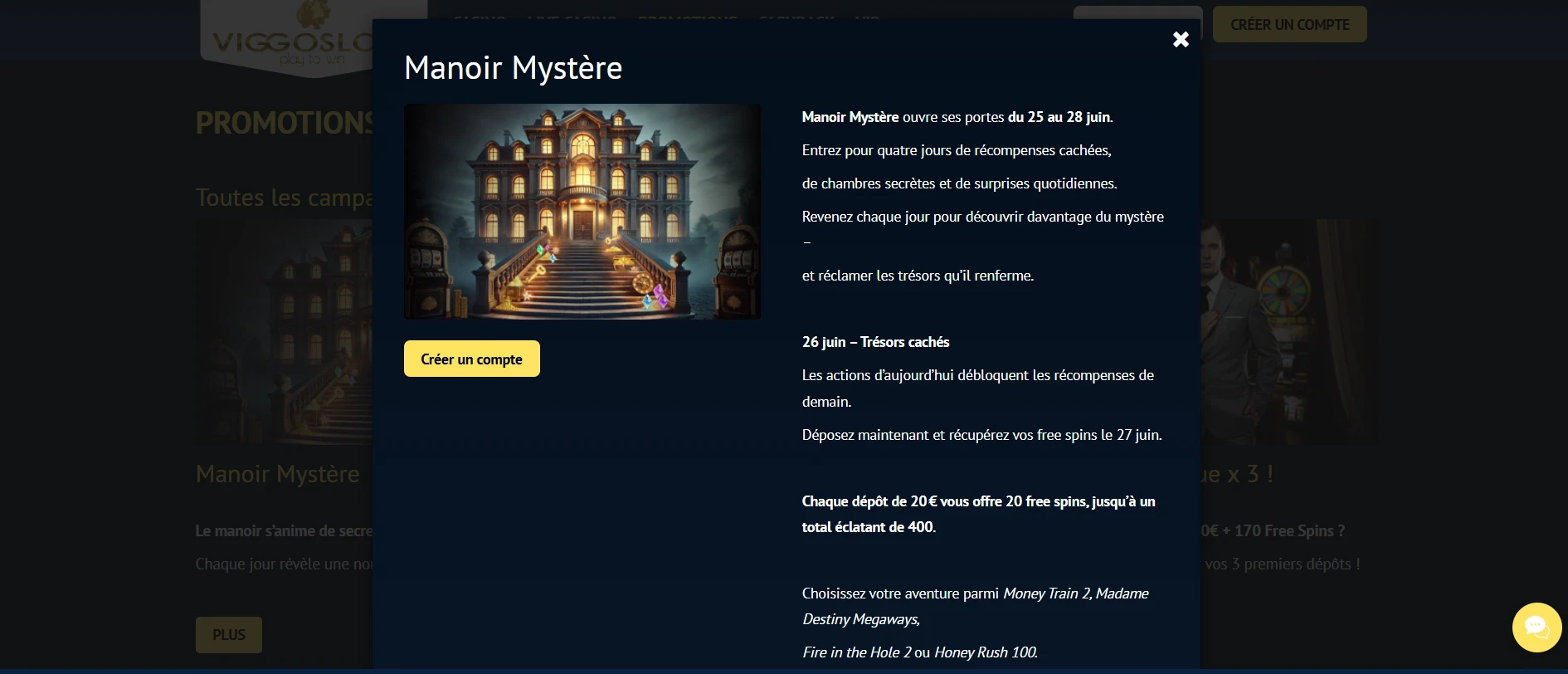 Promotion Manoir Mystère