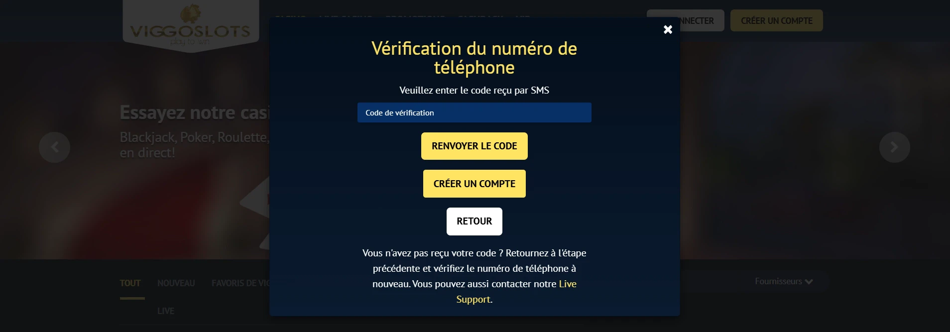 Code de vérification téléphone