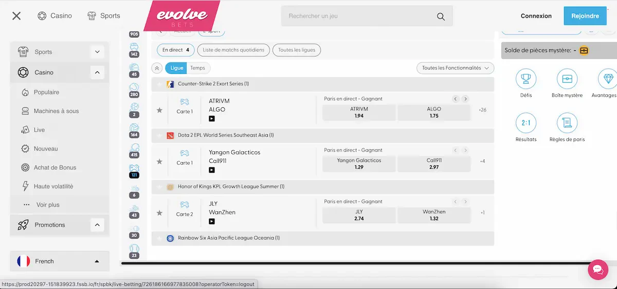 evolvebets paris esport