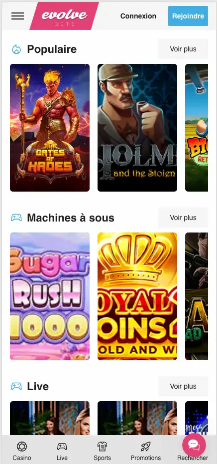 evolvebets mobile
