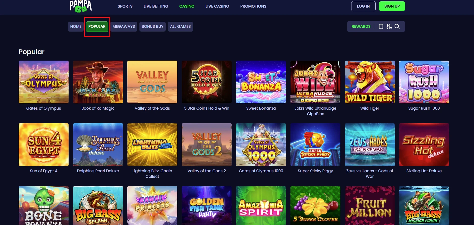PampaGo Popular Slot Machines