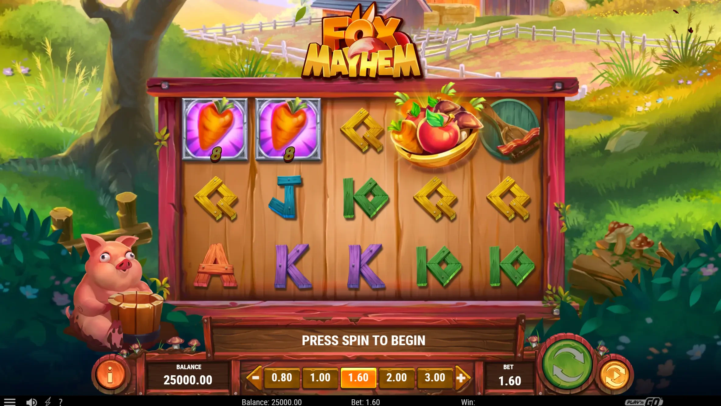 A organização da slot funciona da seguinte forma: cinco colunas e três linhas.