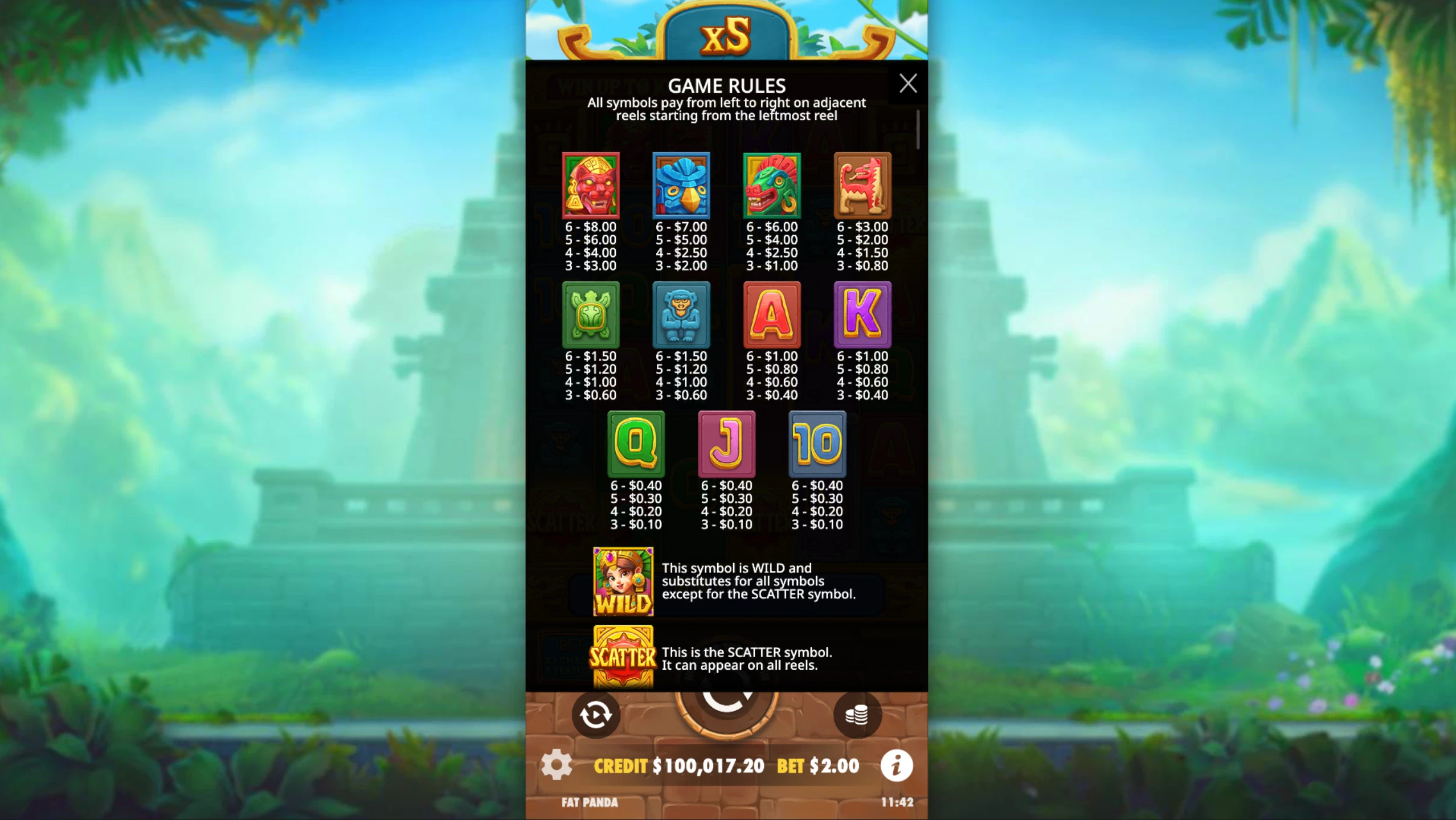 symboles fortune of aztec