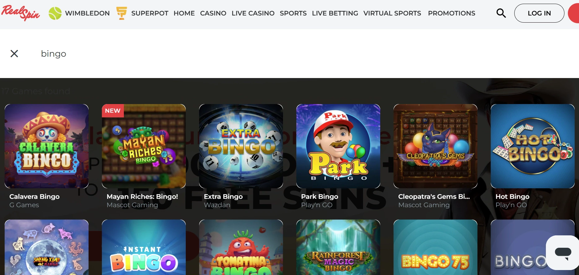 RealSpin Casino Bingo Games