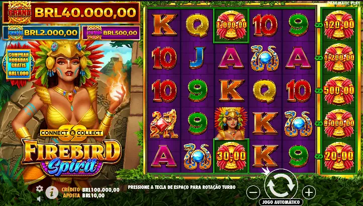 A distribuição do slot funciona da seguinte forma: cinco colunas e seis linhas.