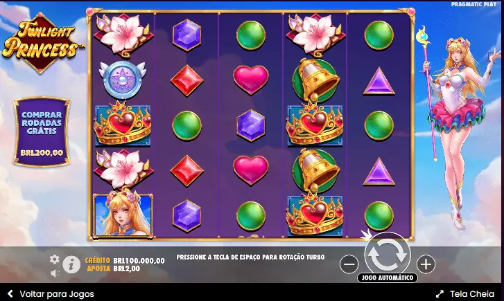 A distribuição do slot funciona da seguinte forma: cinco colunas e cinco linhas.