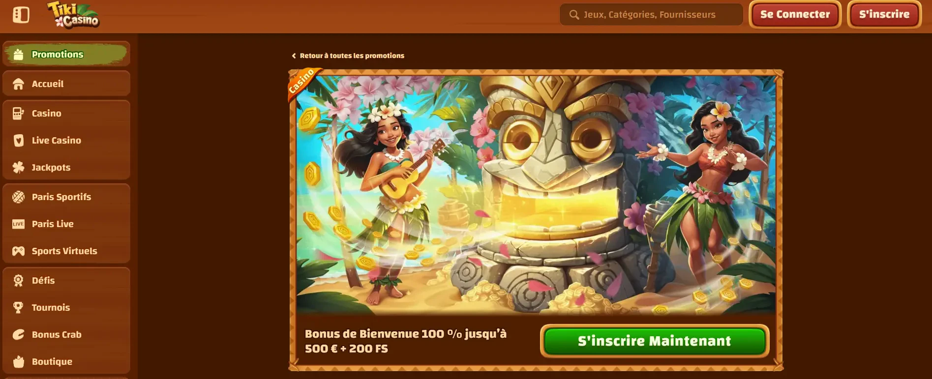 Bonus de bienvenue Tiki Casino
