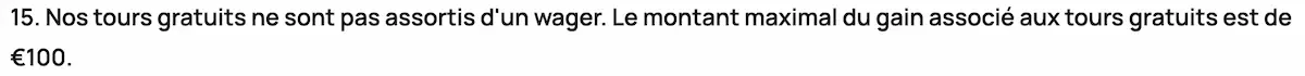 limite de retrait free spins