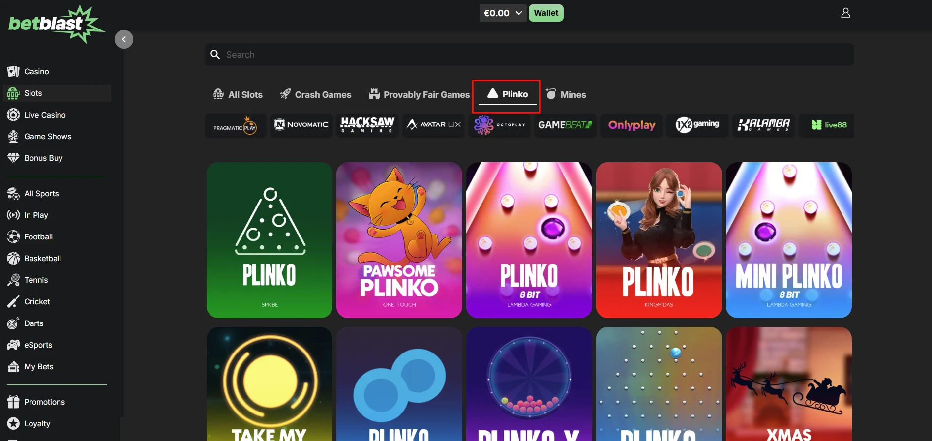 Betblast Casino Plinko