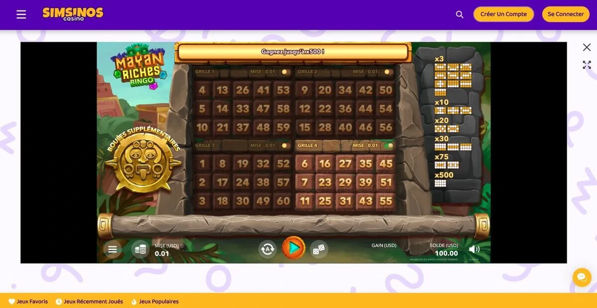 mayan riches bingo