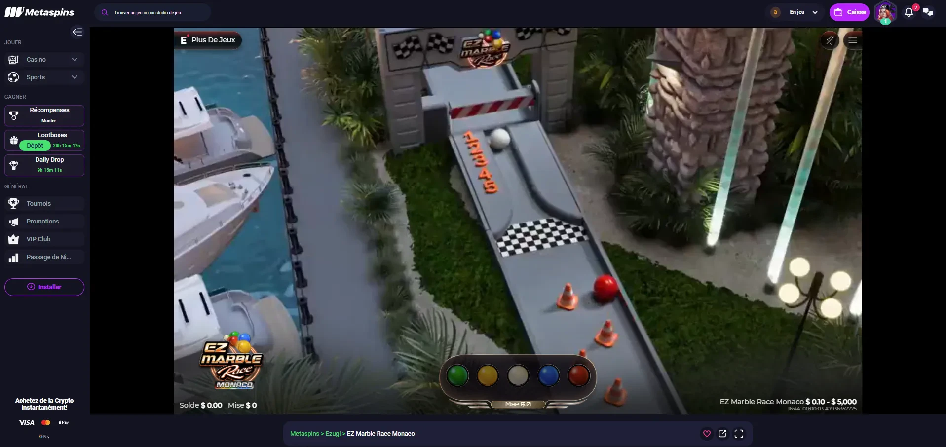 ez marble race sur metaspins