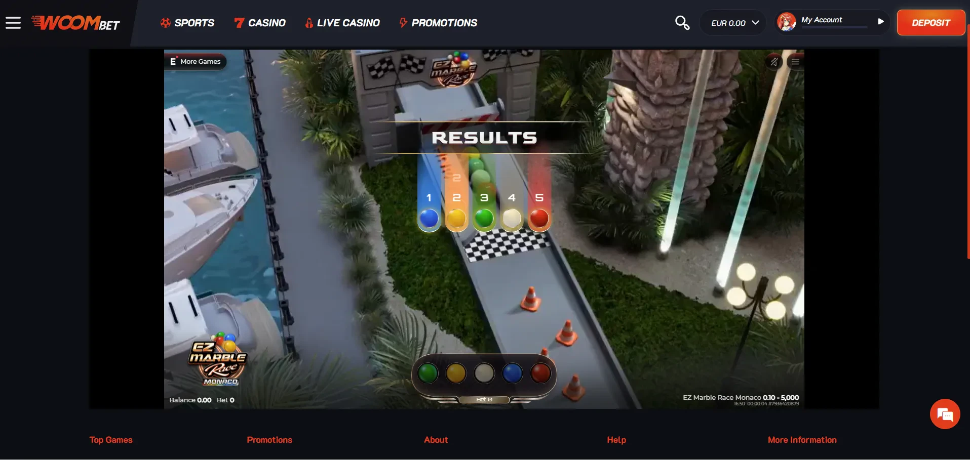 ez marble race sur woombet