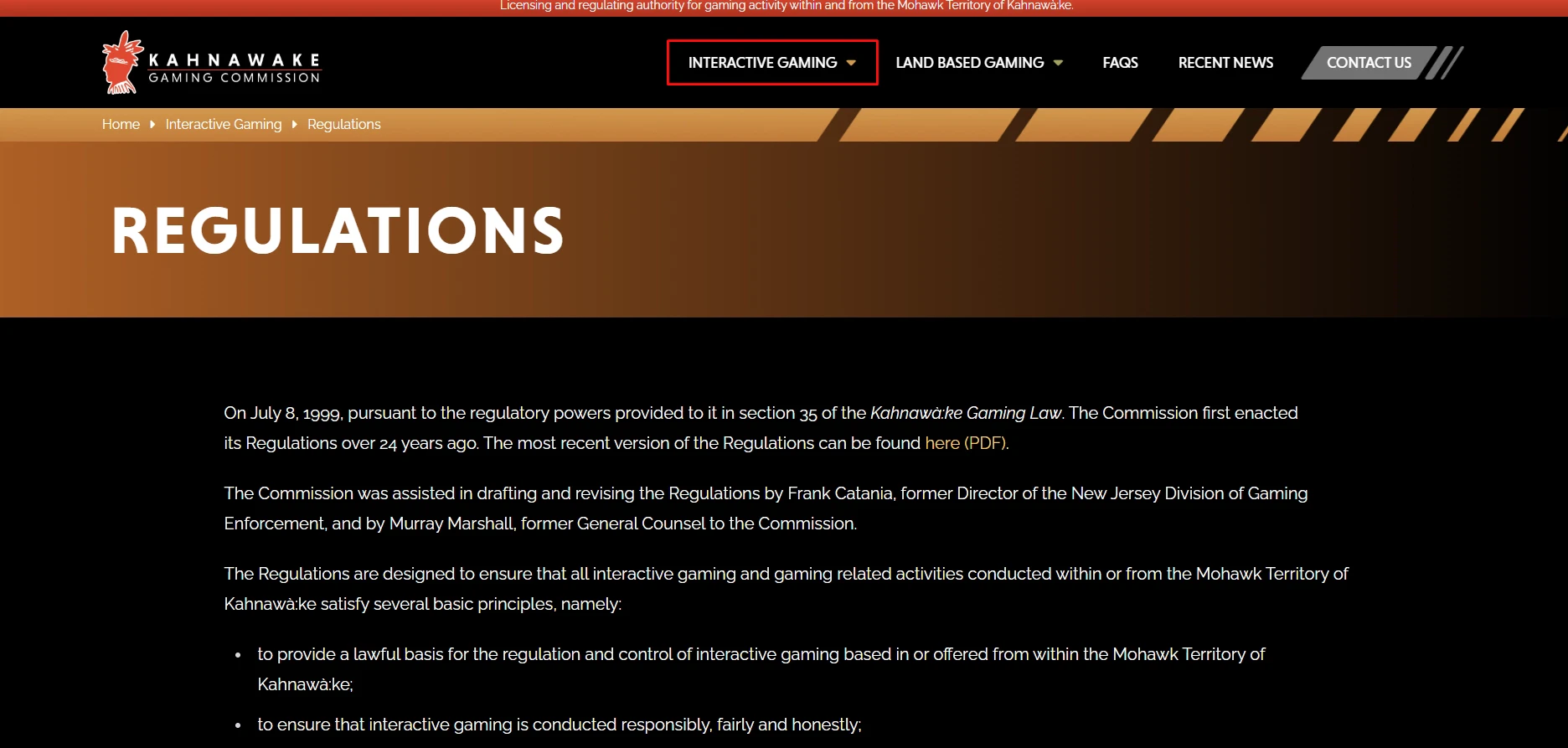 Kahnawake Casinos Regulations