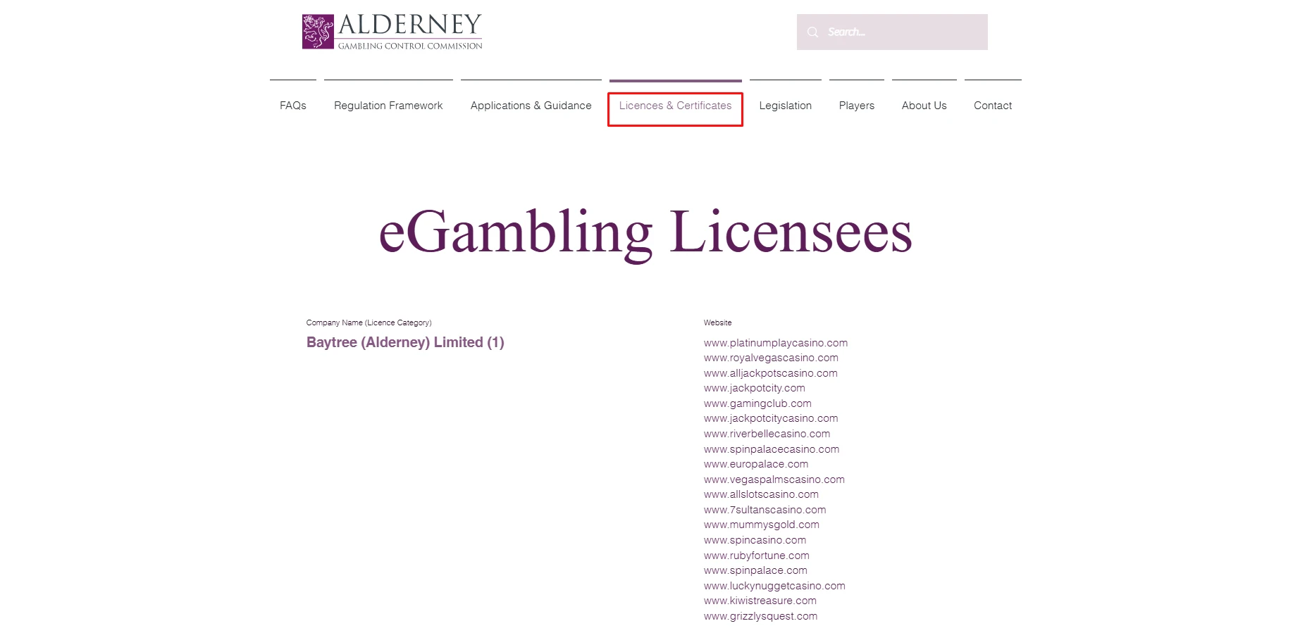 Alderney Gambling Control Board Licenses