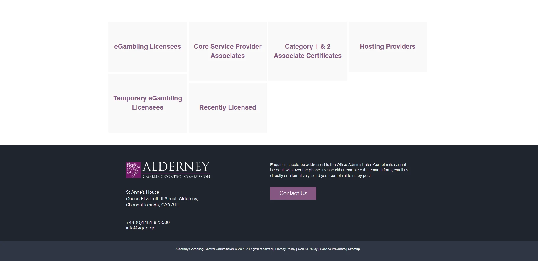 Alderney Commission Types of Licenses