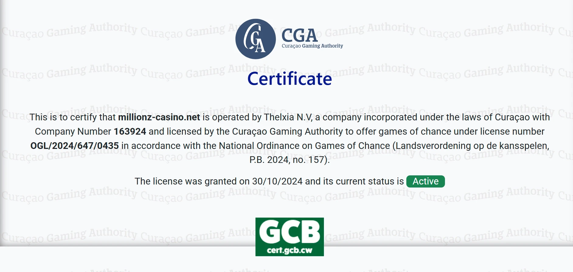 Millionz Curacao License