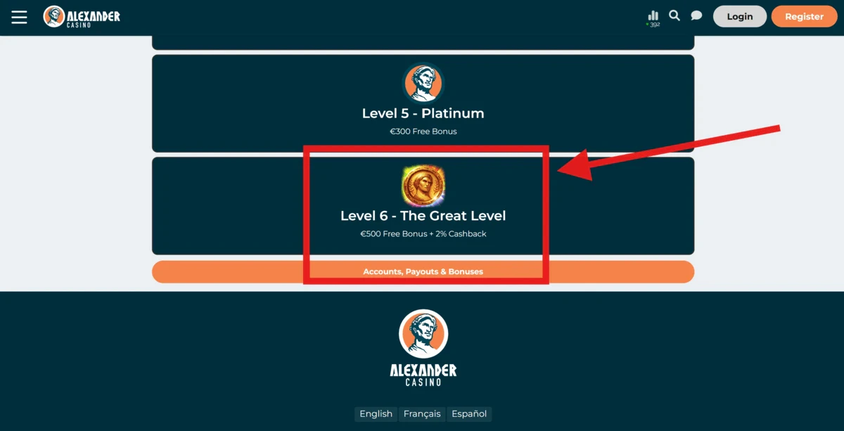cashback alexander casino
