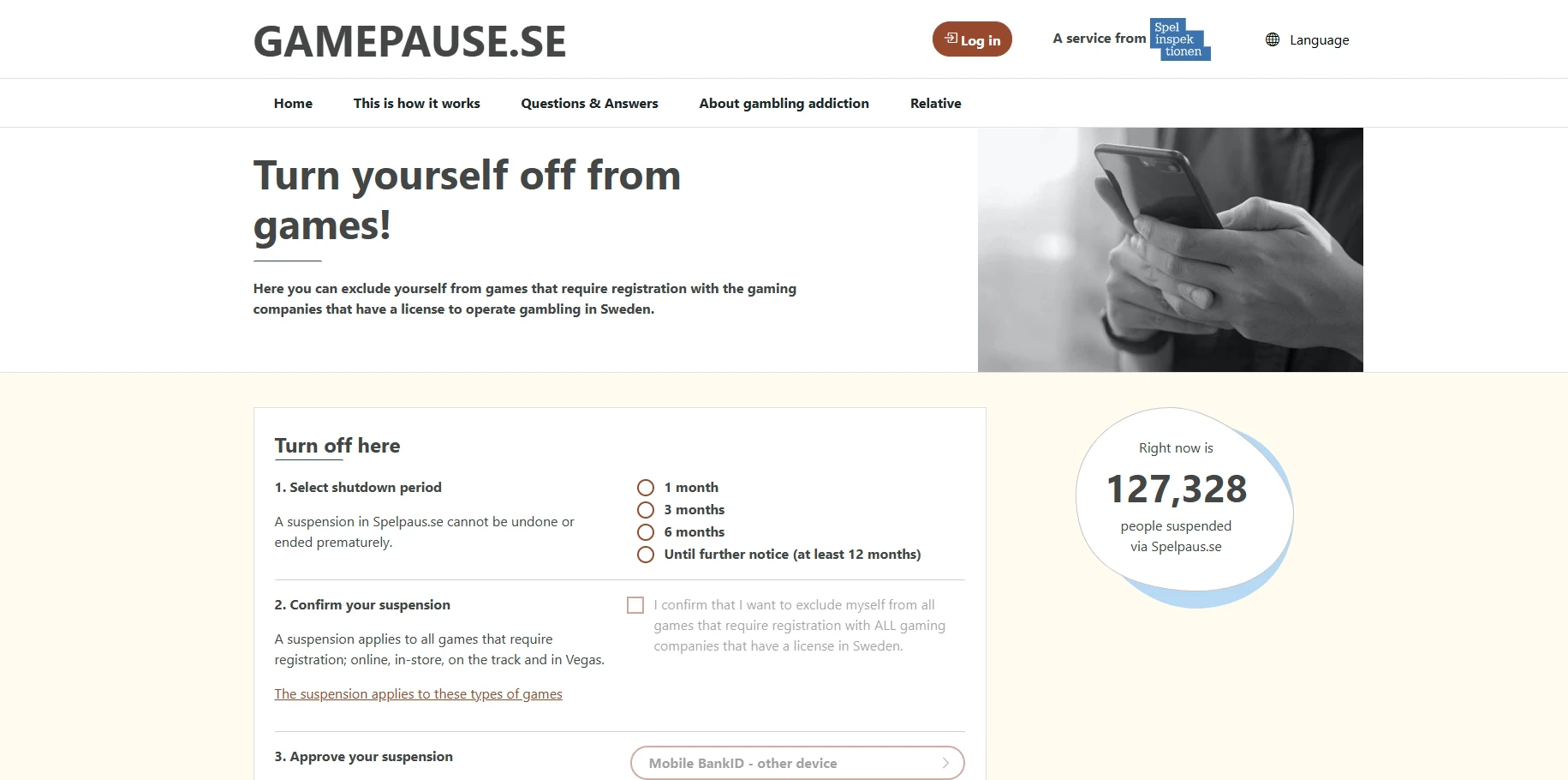 Spelpaus Homepage