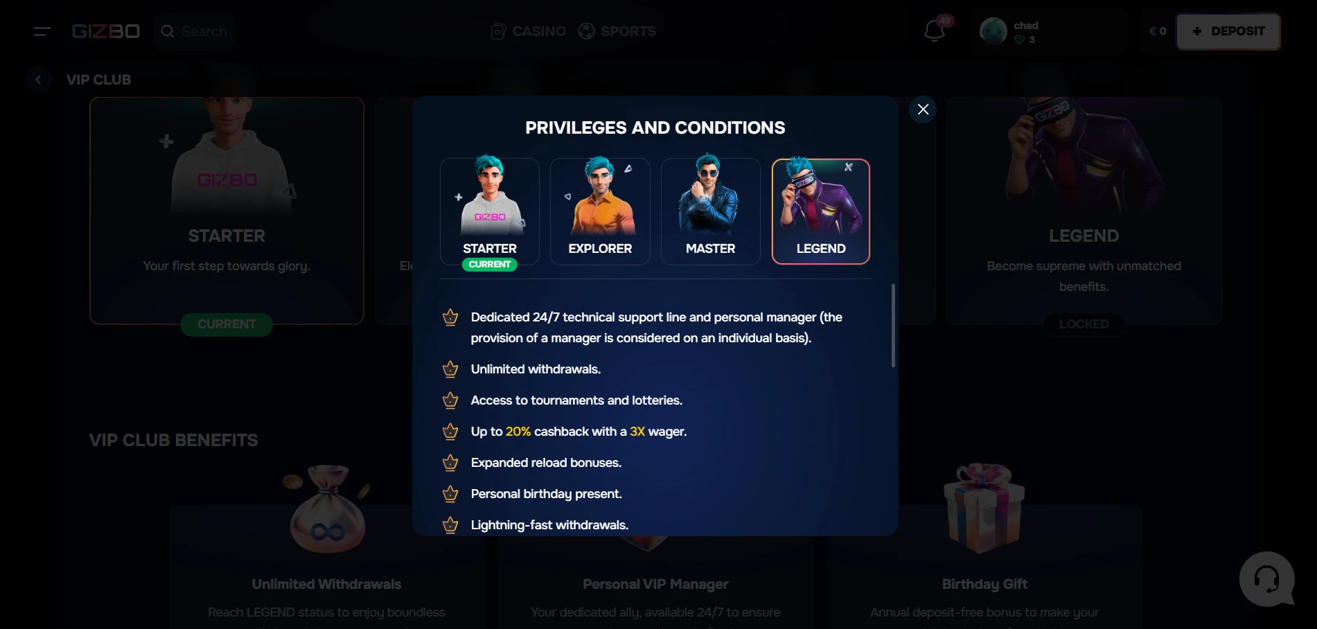 Gizbo Casino VIP
