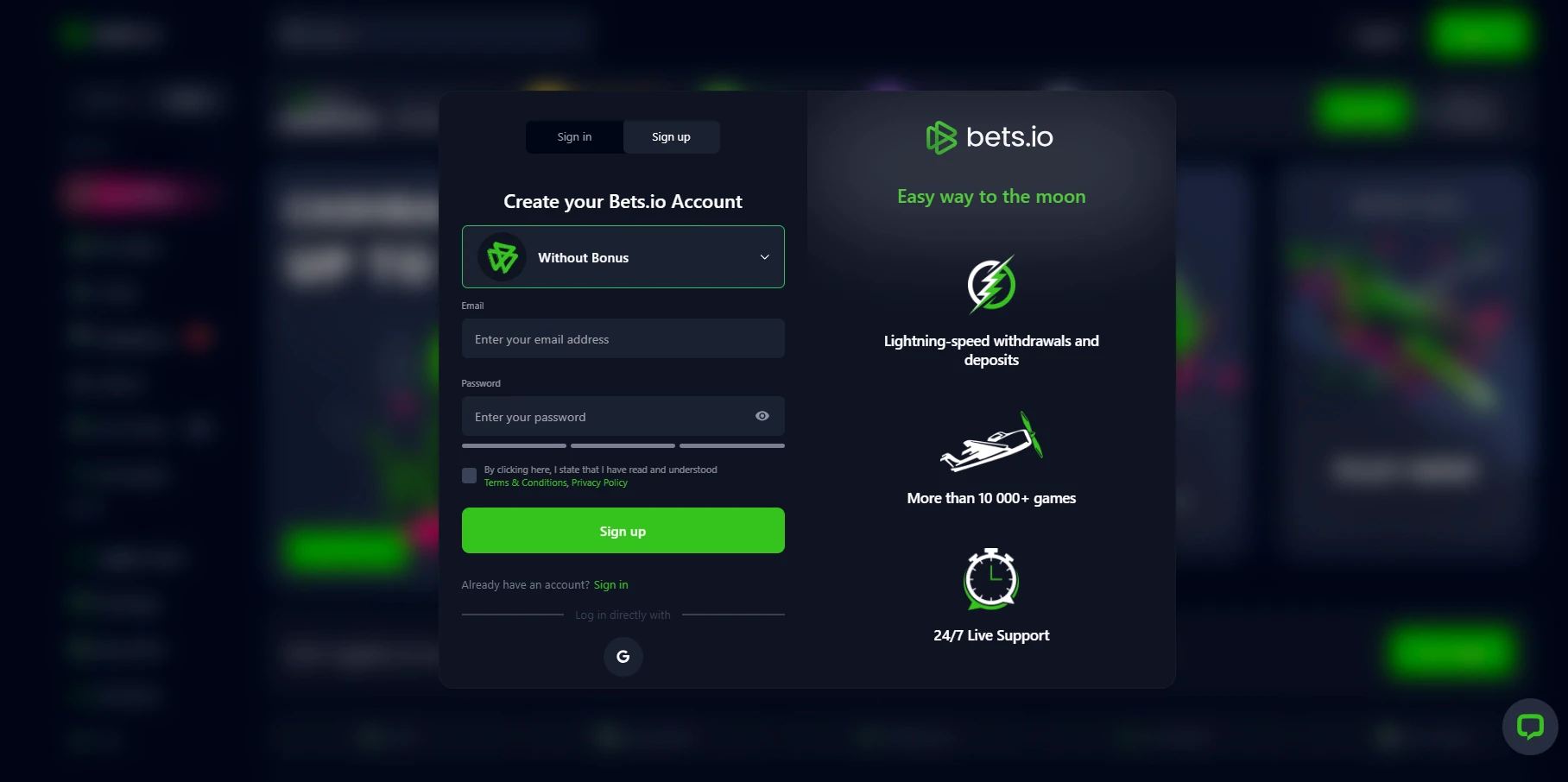 Bets.io Registration