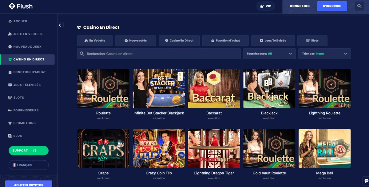 casino en direct flush