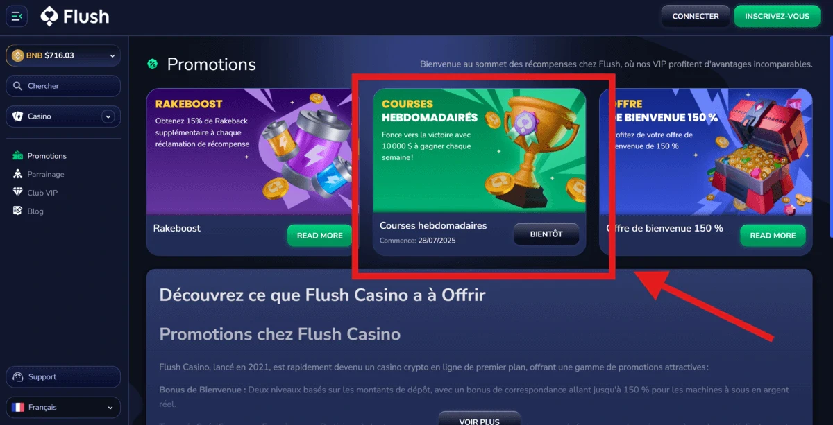 courses hebdomadaires flush