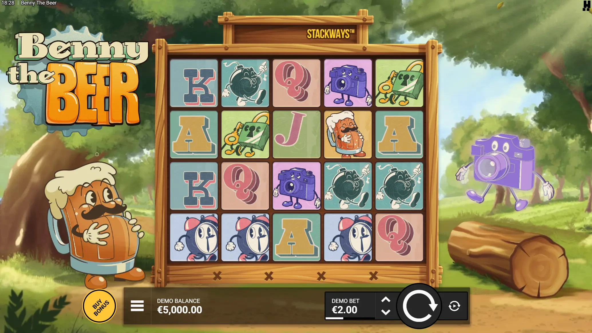 A distribuição do slot funciona da seguinte forma: cinco colunas e quatro linhas.
