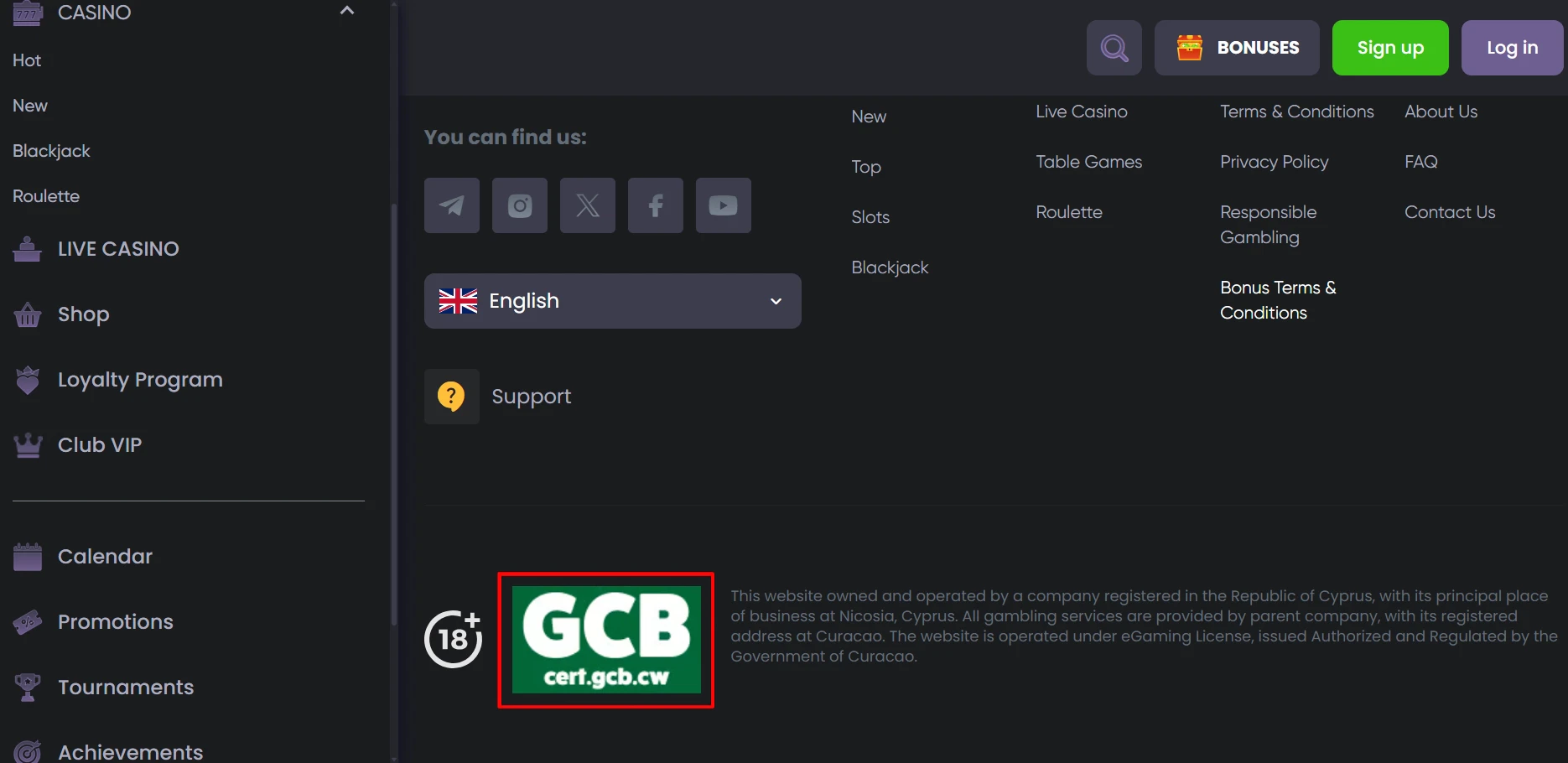 Spinline Casino Valid License